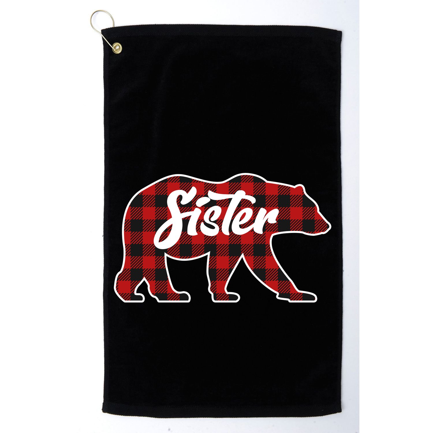 Family Christmas Matching Plaid Sister Bear Golf Towel