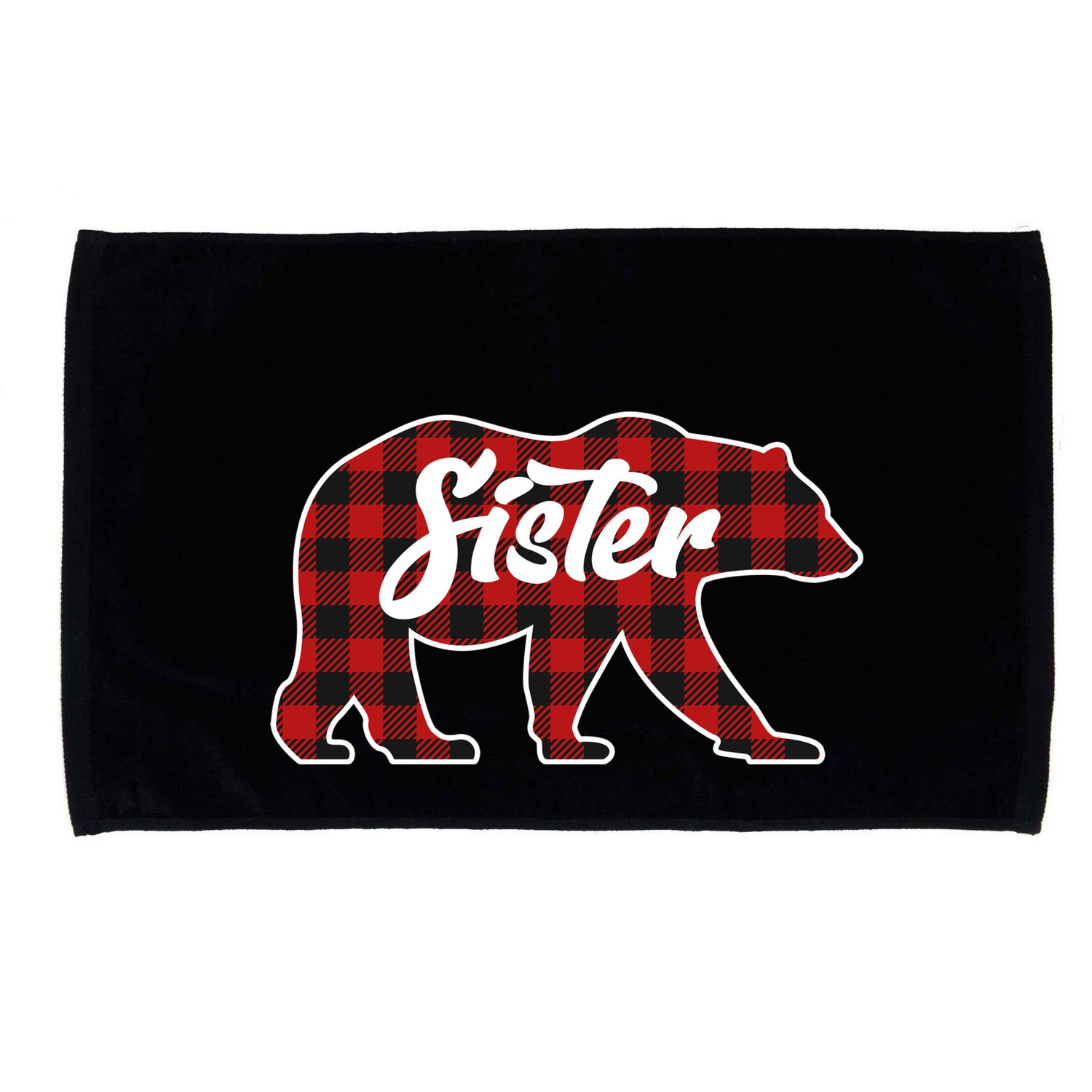 Family Christmas Matching Plaid Sister Bear Microfiber Hand Towel