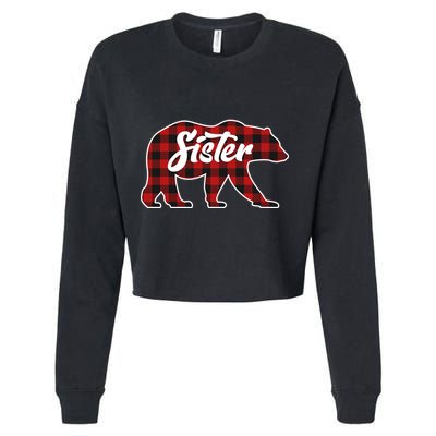Family Christmas Matching Plaid Sister Bear Cropped Pullover Crew