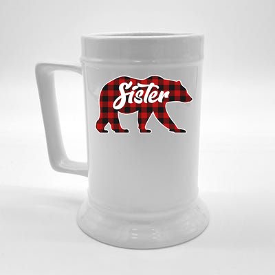 Family Christmas Matching Plaid Sister Bear Beer Stein