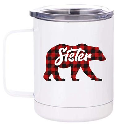 Family Christmas Matching Plaid Sister Bear 12 oz Stainless Steel Tumbler Cup