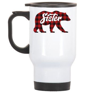 Family Christmas Matching Plaid Sister Bear Stainless Steel Travel Mug