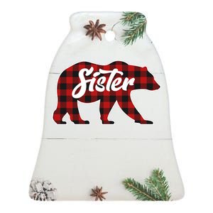 Family Christmas Matching Plaid Sister Bear Ceramic Bell Ornament