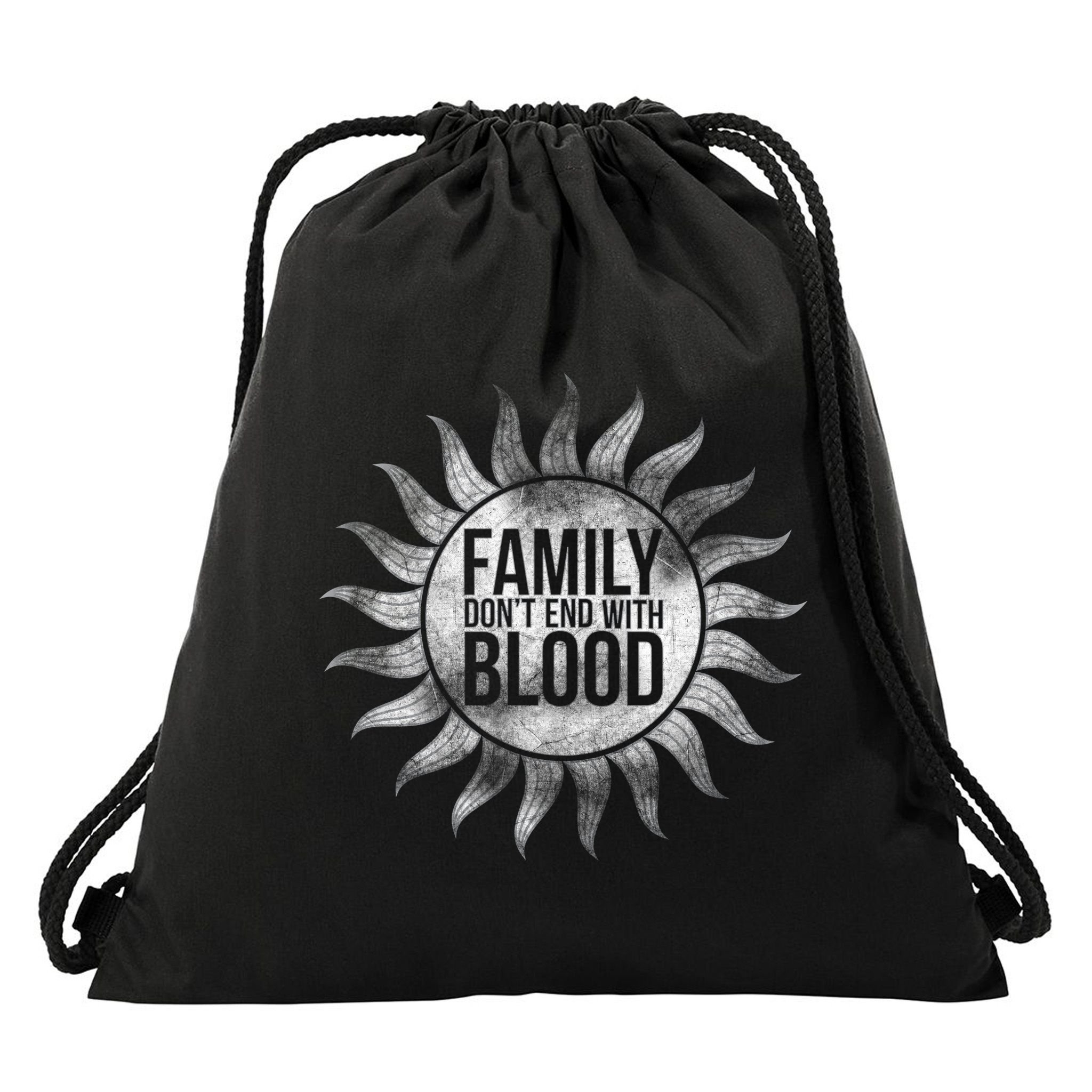 Family Don't End With Blood Drawstring Bag