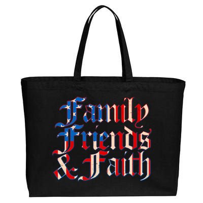 Family Friends & Faith Red White & Blue Cotton Canvas Jumbo Tote