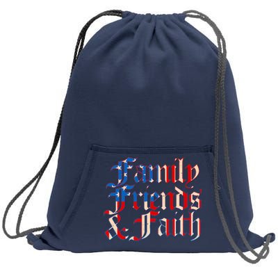 Family Friends & Faith Red White & Blue Sweatshirt Cinch Pack Bag