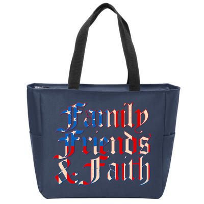 Family Friends & Faith Red White & Blue Zip Tote Bag