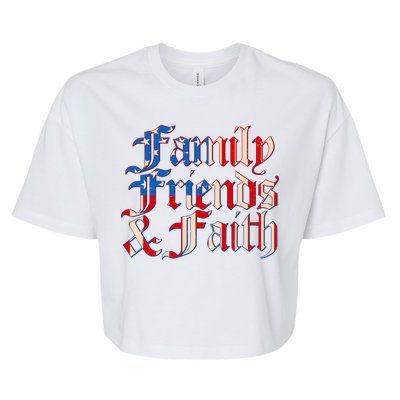 Family Friends & Faith Red White & Blue Bella+Canvas Jersey Crop Tee