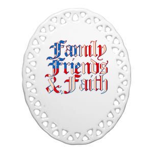 Family Friends & Faith Red White & Blue Ceramic Oval Ornament