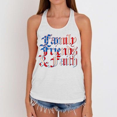 Family Friends & Faith Red White & Blue Women's Knotted Racerback Tank