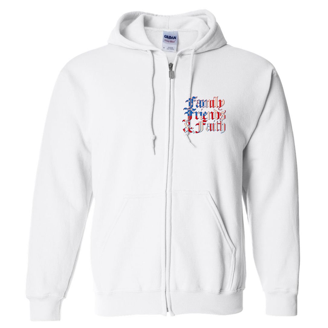 Family Friends & Faith Red White & Blue Full Zip Hoodie