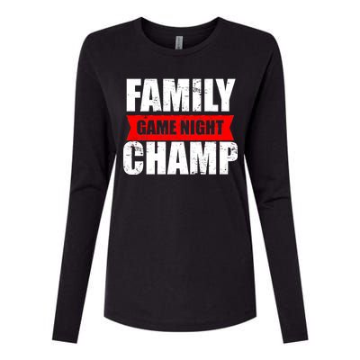 Family Game Night Champ Womens Cotton Relaxed Long Sleeve T-Shirt