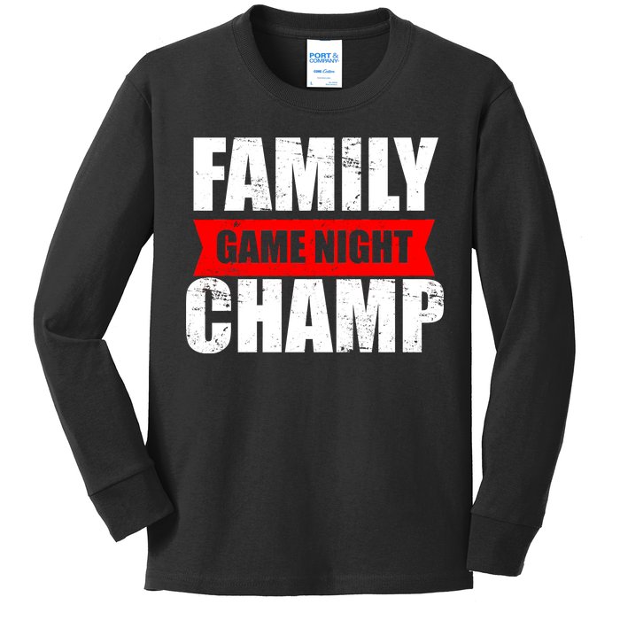 Family Game Night Champ Kids Long Sleeve Shirt