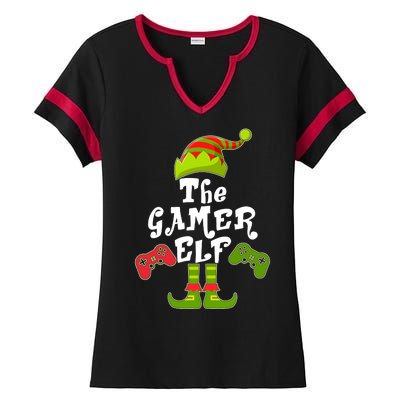 Family Matching Christmas The Gamer Elf Ladies Halftime Notch Neck Tee