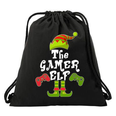 Family Matching Christmas The Gamer Elf Drawstring Bag