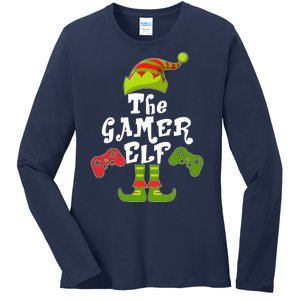 Family Matching Christmas The Gamer Elf Ladies Long Sleeve Shirt