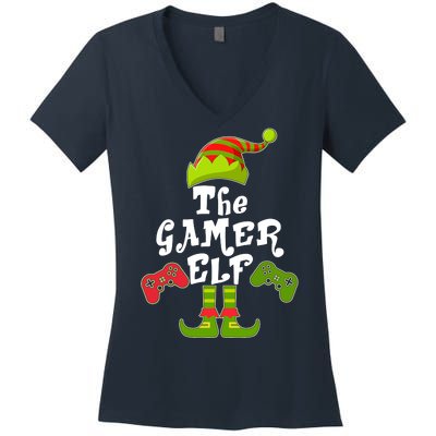 Family Matching Christmas The Gamer Elf Women's V-Neck T-Shirt