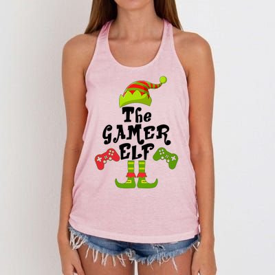 Family Matching Christmas The Gamer Elf Women's Knotted Racerback Tank