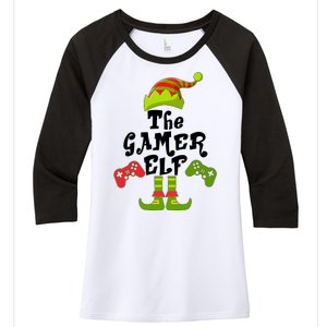 Family Matching Christmas The Gamer Elf Women's Tri-Blend 3/4-Sleeve Raglan Shirt