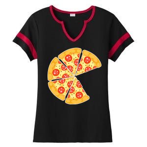 Family Matching Pizza With Missing Slice Parents Ladies Halftime Notch Neck Tee