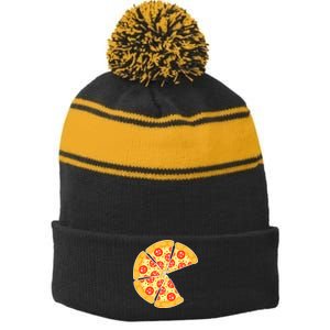 Family Matching Pizza With Missing Slice Parents Stripe Pom Pom Beanie