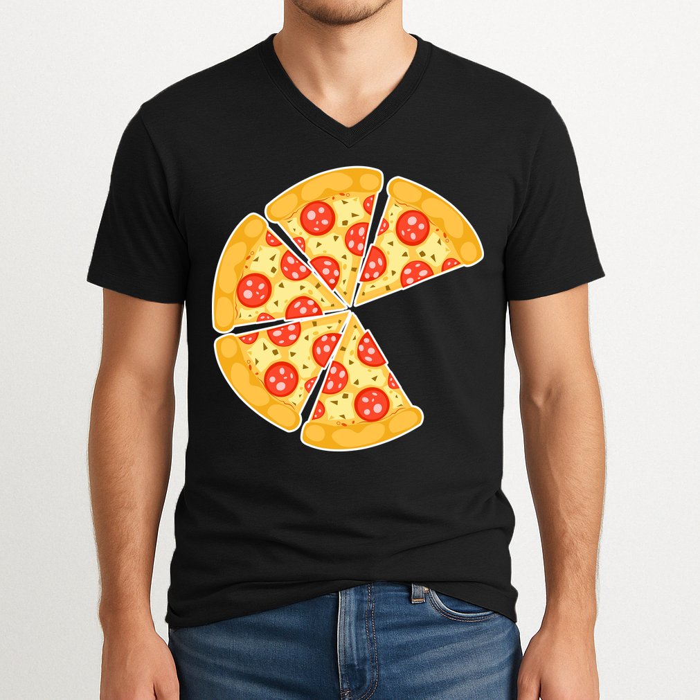 Family Matching Pizza With Missing Slice Parents V-Neck T-Shirt