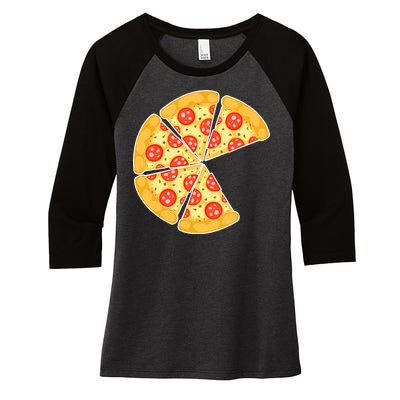 Family Matching Pizza With Missing Slice Parents Women's Tri-Blend 3/4-Sleeve Raglan Shirt