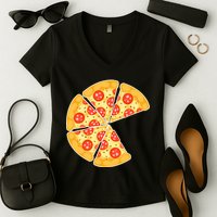 Family Matching Pizza With Missing Slice Parents Women's V-Neck T-Shirt
