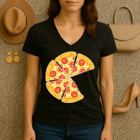 Family Matching Pizza With Missing Slice Parents Women's V-Neck T-Shirt