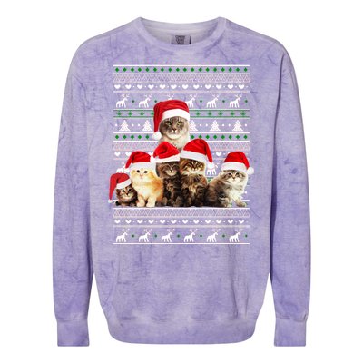 Family Of Kittens Ugly Christmas Sweater Colorblast Crewneck Sweatshirt