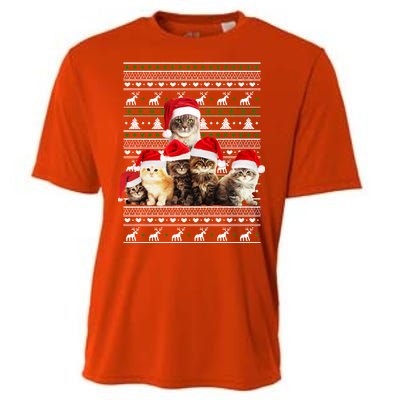 Family Of Kittens Ugly Christmas Sweater Cooling Performance Crew T-Shirt