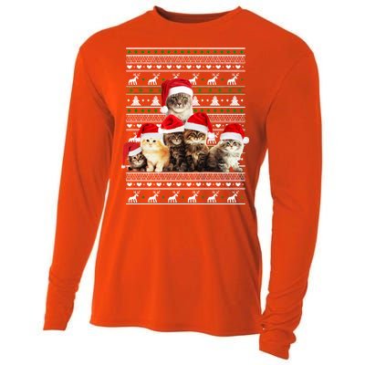 Family Of Kittens Ugly Christmas Sweater Cooling Performance Long Sleeve Crew