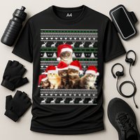 Family Of Kittens Ugly Christmas Sweater Cooling Performance Crew T-Shirt