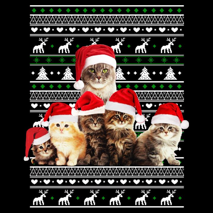 Family Of Kittens Ugly Christmas Sweater Cooling Performance Crew T-Shirt
