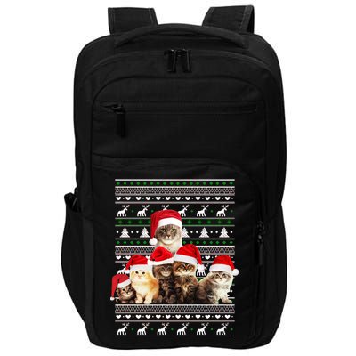 Family Of Kittens Ugly Christmas Sweater Impact Tech Backpack