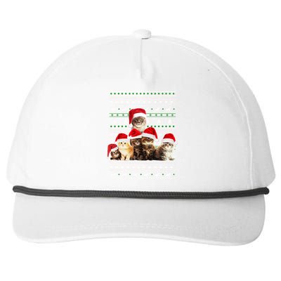 Family Of Kittens Ugly Christmas Sweater Snapback Five-Panel Rope Hat