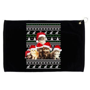 Family Of Kittens Ugly Christmas Sweater Grommeted Golf Towel