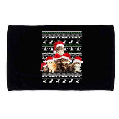 Family Of Kittens Ugly Christmas Sweater Microfiber Hand Towel