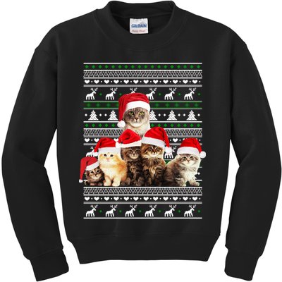 Family Of Kittens Ugly Christmas Sweater Kids Sweatshirt