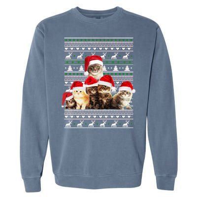 Family Of Kittens Ugly Christmas Sweater Garment-Dyed Sweatshirt