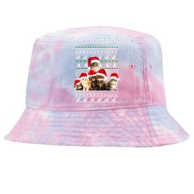 Family Of Kittens Ugly Christmas Sweater Tie-Dyed Bucket Hat