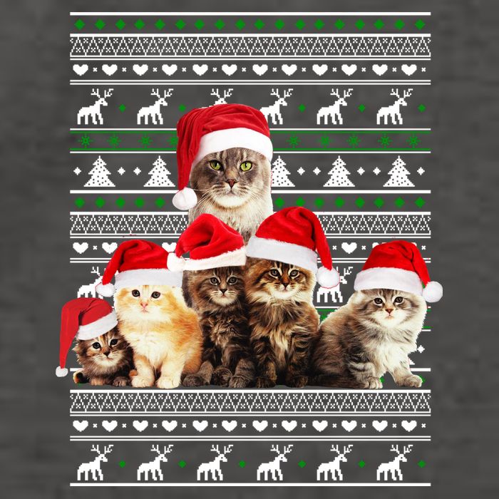 Family Of Kittens Ugly Christmas Sweater Vector Backpack