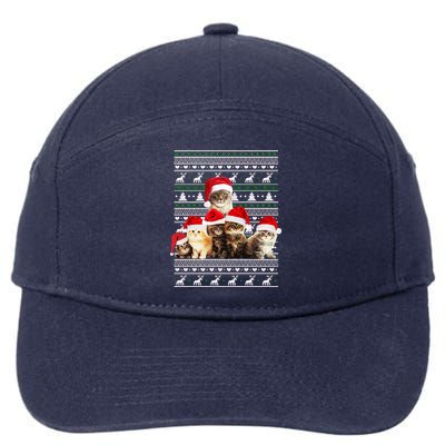 Family Of Kittens Ugly Christmas Sweater 7-Panel Snapback Hat