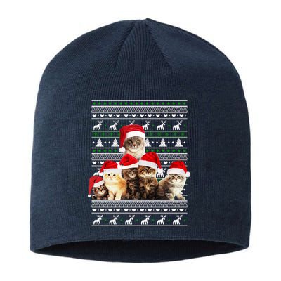 Family Of Kittens Ugly Christmas Sweater Sustainable Beanie