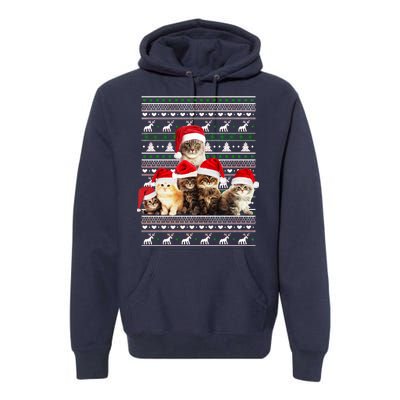 Family Of Kittens Ugly Christmas Sweater Premium Hoodie