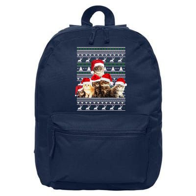 Family Of Kittens Ugly Christmas Sweater 16 in Basic Backpack