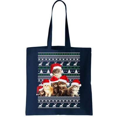 Family Of Kittens Ugly Christmas Sweater Tote Bag