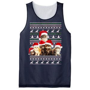 Family Of Kittens Ugly Christmas Sweater Mesh Reversible Basketball Jersey Tank