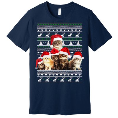 Family Of Kittens Ugly Christmas Sweater Premium T-Shirt