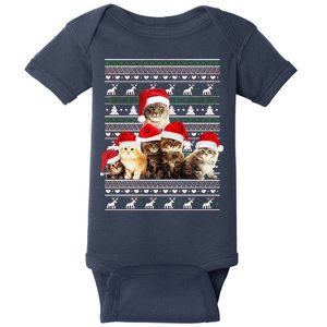 Family Of Kittens Ugly Christmas Sweater Baby Bodysuit